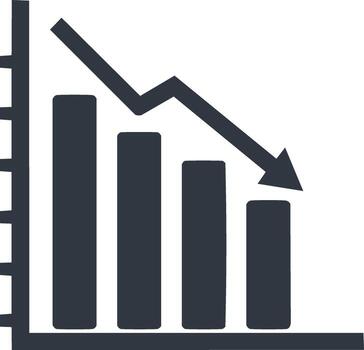 Down trend financial graph with arrow pointing down symbolizing business decline vector