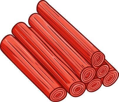 Group of Multiple Red Cylindrical Objects Arranged in a Pile - Creative Illustration vector