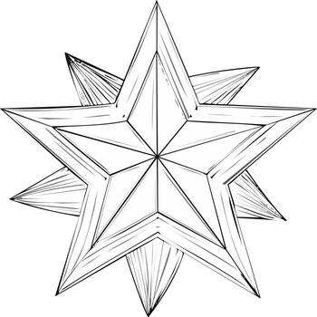 Eight Point Star with Outline and Shading Design Element vector
