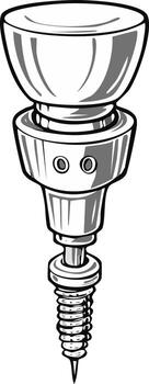 Stylized illustration of a threaded anchor with a threaded screw end and a cap, isolated on a white background vector