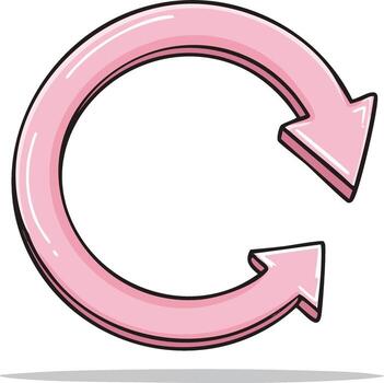 Circular Arrows Forming Loop in Pink Hues, Illustrating Rotation, Circulation, Reversal of Actions and Refreshing Processes vector