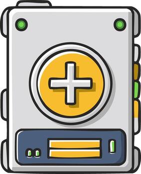 Retro portable gaming console with cross button and screen vector