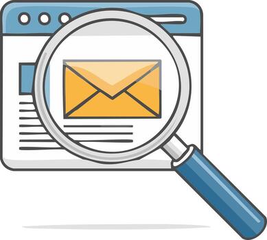 aumentador vaso terminado computadora ventana con correo electrónico símbolo vector