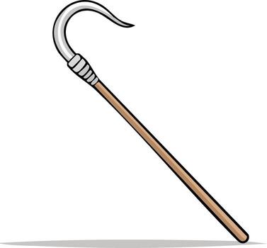 A stick with a long handle and a hook on the end vector