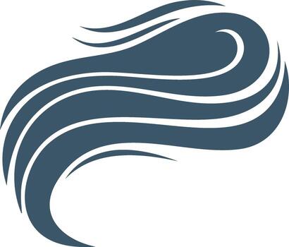 Abstract flowing wave design, graphic element in dark teal on a white background vector