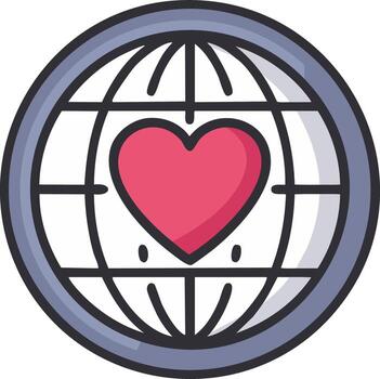 illustration of a heart in globe symbolizing global love and unity vector