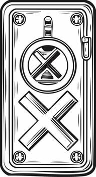 Hatch Style Door with Cross Symbols Security Lock and Access Control vector