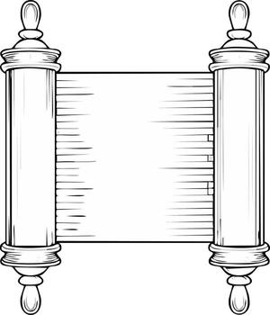 Elegant Drawn Scroll with Columns ready for text, perfect for invitations, announcements, or historical narratives vector