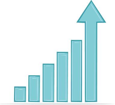 creciente bar grafico con flecha crecimiento gráfico éxito indicador creciente tendencia hacia arriba vector
