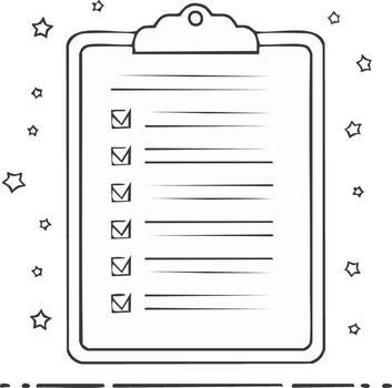 Hand drawn clipboard with completed checklist sketch Simple line art to do list icon vector