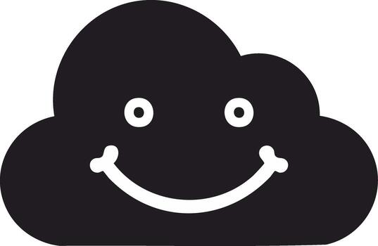 sencillo glifo icono de un simpático sonriente nube personaje vector