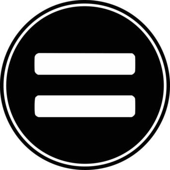Simple black circle with white equal sign inside representing equality and balance vector