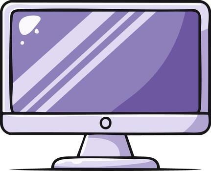Cartoon Illustration of a Blank Computer Monitor Screen Display Device Technology vector