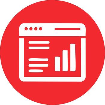 icono de un sitio web interfaz demostración negocio gráfico en rojo circulo vector