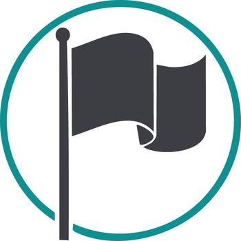 Flag graphic illustration design inside circular border frame icon for web business application or symbol vector