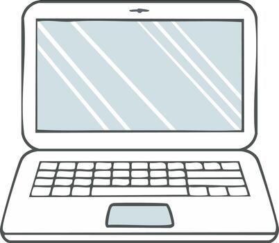 dibujado a mano ilustración de un ordenador portátil computadora, frente ver vector