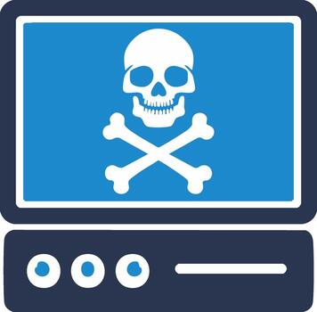Malware Detected Screen displaying Skull and Crossbones on Monitor Threat Alert Virus Warning Infection Symbol vector