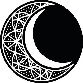 Decorative crescent moon illustration with intricate pattern vector