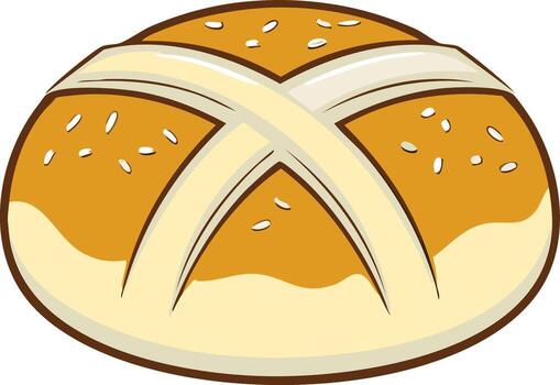 Hot Cross Bun, Easter Treat with Cross Decoration, Festive Pastry vector