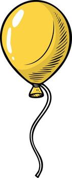 Vibrant Yellow Balloon with String in a Hand-Drawn Style Graphic Design vector