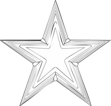 Abstract hand drawn star illustration with layered concentric lines and decorative inner point details vector