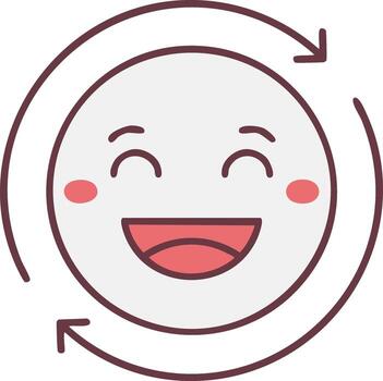 Joyful Emoticon with Circular Arrows Symbolizing Continuous Happiness and Cycles vector