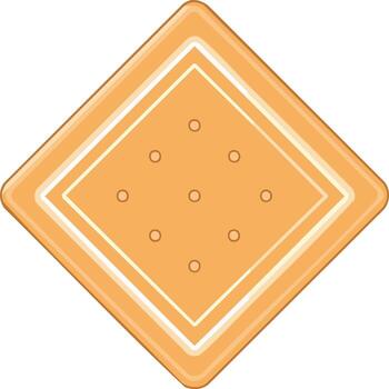 A golden square cracker with a textured surface and layered border vector