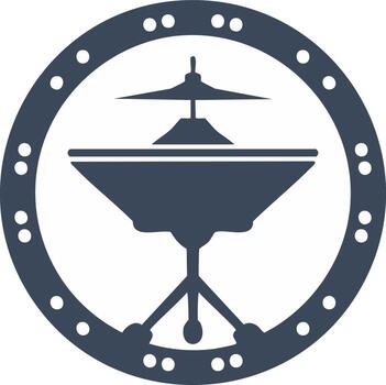 estilizado gráfico icono de un musical platillo en un estar dentro un decorativo punteado circular marco vector