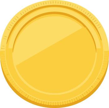 Shiny golden coin with empty center for finance, currency, game, and reward designs vector