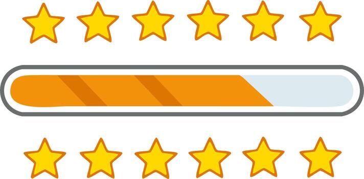 usuario interfaz elemento con amarillo clasificación estrellas y un cargando o Progreso bar vector