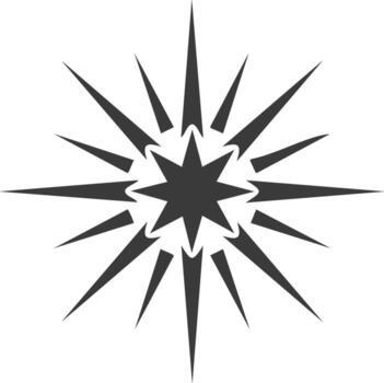 Stylized geometric starburst icon with sharp radiating points graphic vector