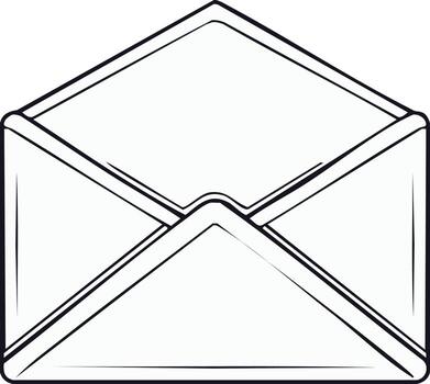Open Envelope Illustration Outline Style Sending Communication Concept vector