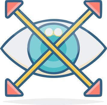 Eye icon with expand arrows representing visual perspective and graphic design tool vector