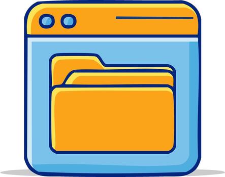 dibujos animados computadora ventana con naranja archivo carpetas para datos organización vector