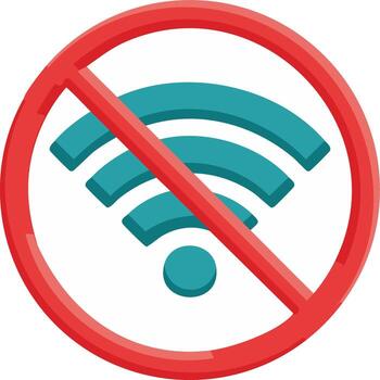 No Wi-Fi Signal Icon Prohibition Symbol Wireless Connection Disabled vector