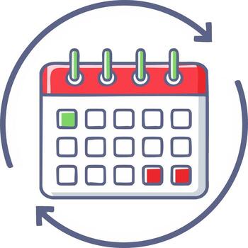 Looping Calendar Icon Representing Recurring Events and Scheduling Reminders vector