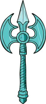 fantasía arma antiguo hacha con puntiagudo punta de lanza y curvo cuchillas vector
