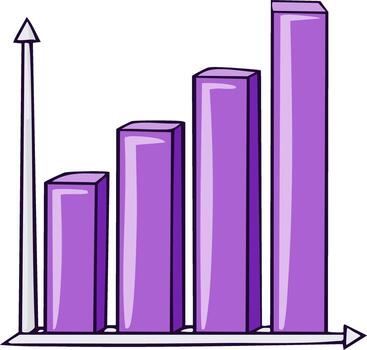 Vibrant purple bar chart illustration showing increasing data and business progress analysis vector