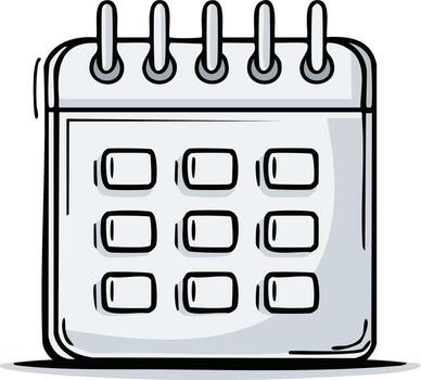 dibujos animados estilo calendario icono con negrita contorno y sombra, planificación y Planificación vector