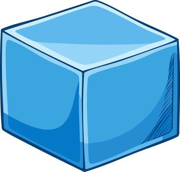 soltero azul hielo cubo dibujos animados ilustración congelado agua bloquear dibujo con limpiar líneas y sencillo sombreado vector