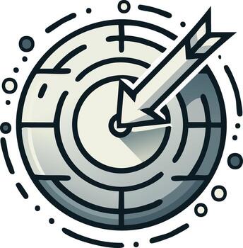 Target with arrow striking bullseye for success and precision vector