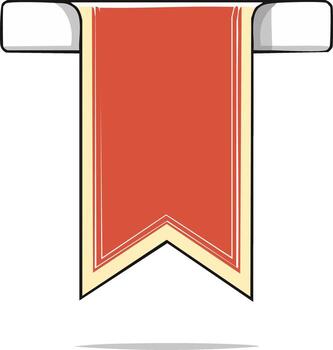 Blank red banner hanging with cream border and pointed bottom, an empty graphic template for messages vector