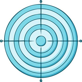 Target illustration with concentric circles and bullseye in blue and white design vector