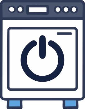 Modern washing machine with power button symbol and simple display panel vector