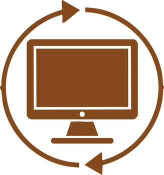 escritorio computadora monitor con circular actualizar flecha icono representando sistema actualizar y datos sincronización vector