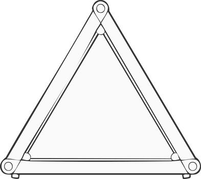 plegable advertencia triángulo con bisagras en contorno estilo vector