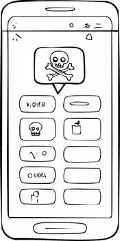 Smartphone with danger icons concept showing the potential for online threats and cybersecurity risks in the digital age vector