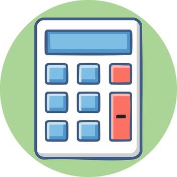 moderno calculadora con azul botones y rojo función llaves vector