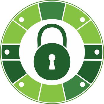 Green Padlock Security Symbol in a Green Segmented Circular Shape vector