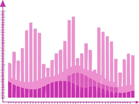 Lilac Bar Graph with Flow Chart Depicting Varying Levels of Statistical Information and Data, Visual Representation vector